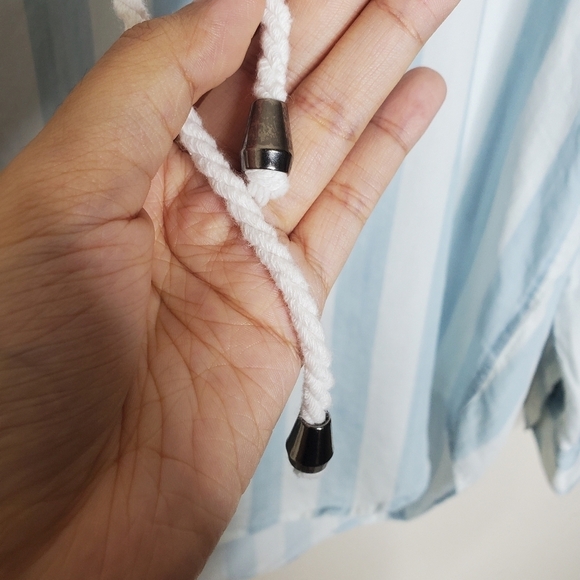 Rails x Anthropologie Uli Blue & White Striped Lace Up Tencel Long Sleeve Shirt - Picture 8 of 10